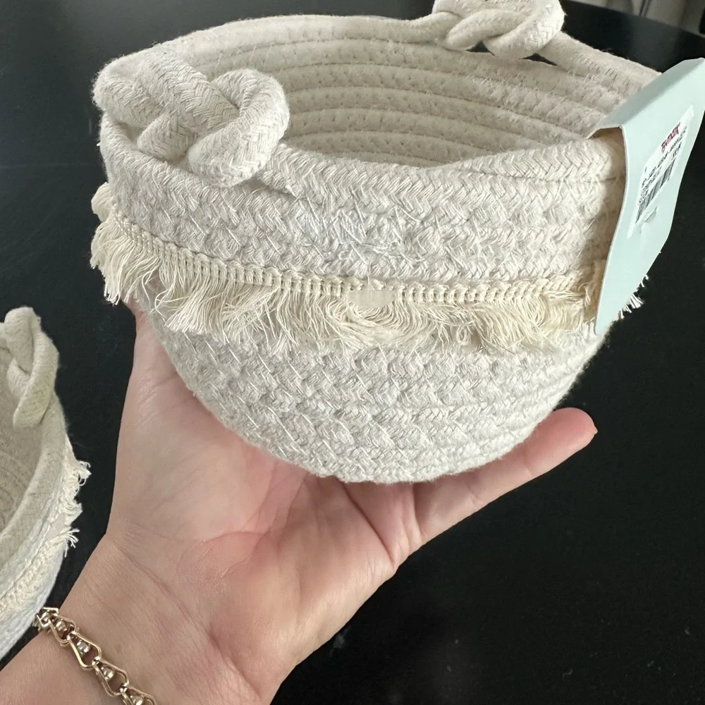 4x mini organizing bundle Cream and Gray small Storage Baskets